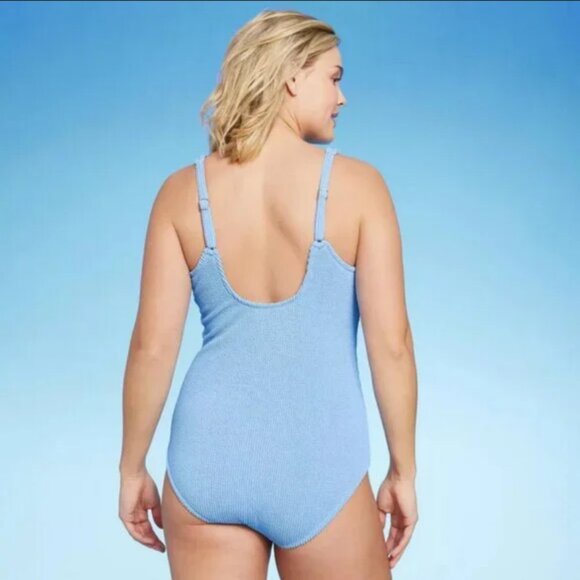 Women's Full Coverage Pucker Textured Square Neck One Piece Swimsuit - Kona Sol™ - Picture 4 of 6